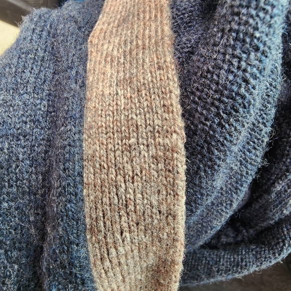 SOFT SURROUNDINGS Wool Blend Hooded Cardigan Sweater Women's Small S Blue Tan - Picture 3 of 10